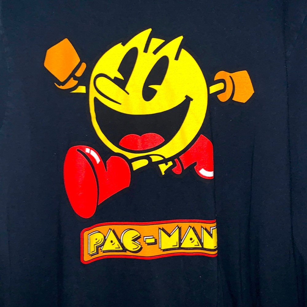 Pac-Man Black Graphic Long Sleeve T-Shirt Men's Large
